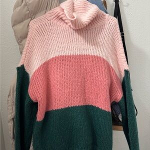 Pink turtleneck sweater